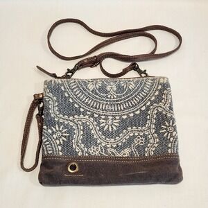 Myra Bag Small Crossbody Sapphire Blue Upcycled Canvas Crossbody Purse 9.5x8
